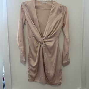 Fashionnova Nude Satin Dress